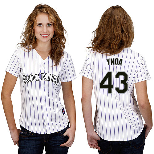 Rafael Ynoa #43 mlb Jersey-Colorado Rockies Women's Authentic Home White Cool Base Baseball Jersey